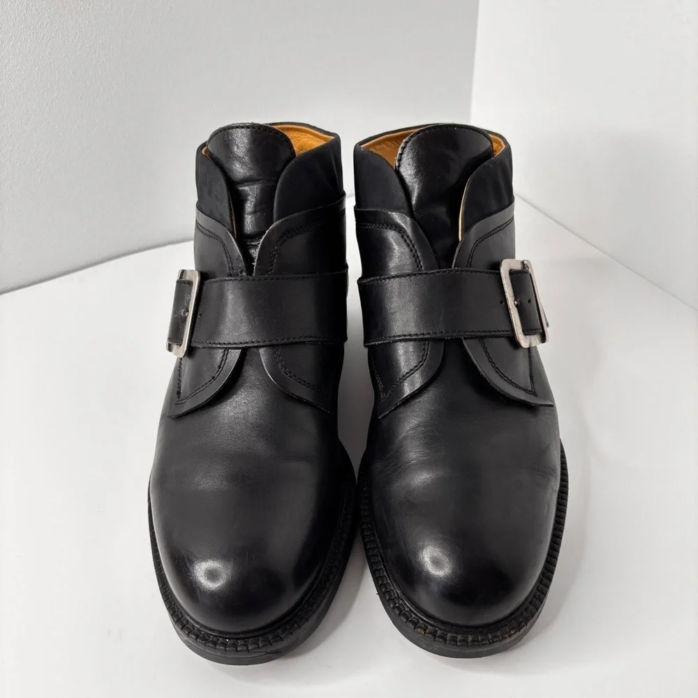VTG Kenneth Cole Boots Mens 10.5 Black Leather Monk Strap Made in Italy 90s Moto